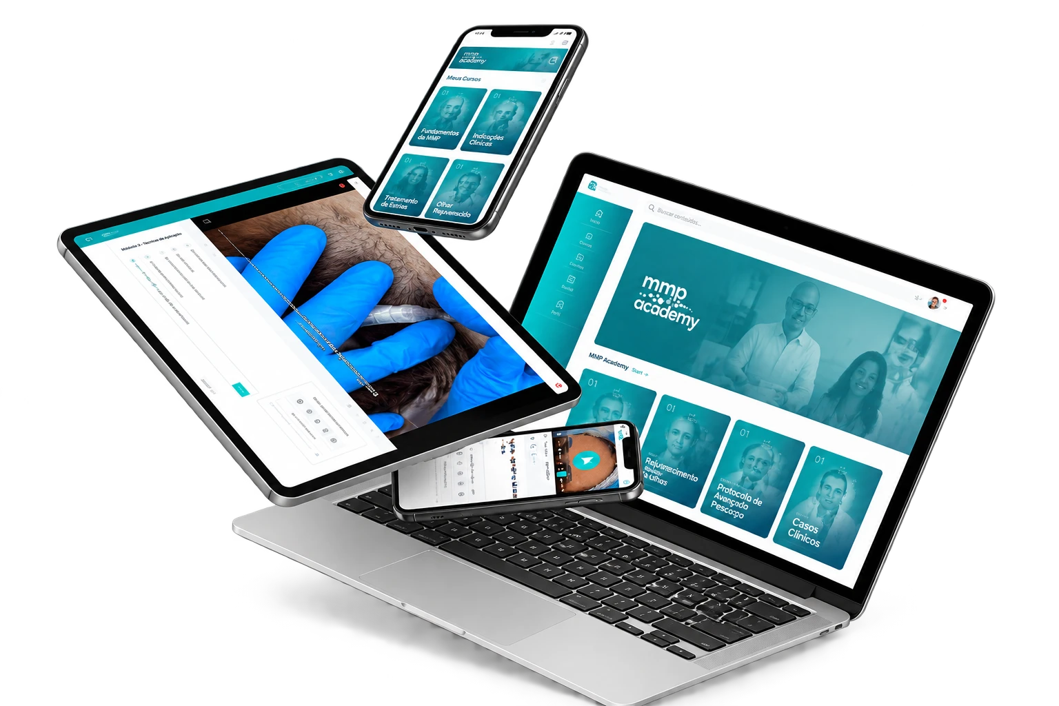 Plataforma MMP Academy em diferentes dispositivos